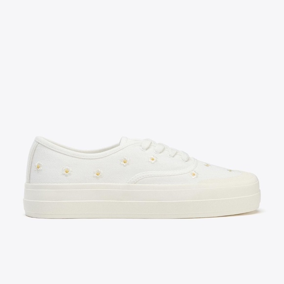 Zara white floral embroidered retro sneakers NWT - Picture 2 of 10